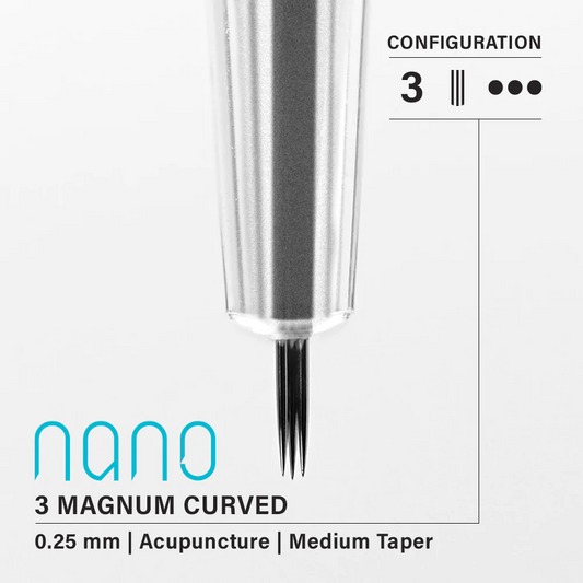 Vertix Nano Curved U Magnum 3本針 / 0.25mm / Medium Taper （20Pack）