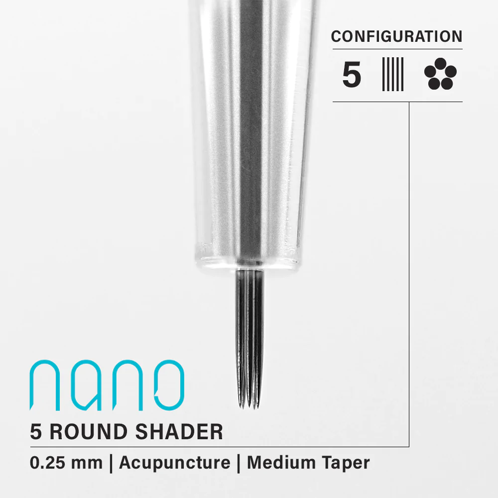 Vertix Nano Round Shader 5本針 / 0.25mm / Medium Taper （20Pack）