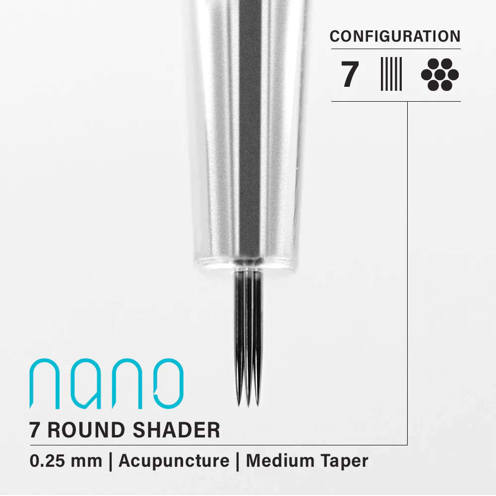 Vertix Nano Round Shader 7本針 / 0.25mm / Medium Taper （20Pack）