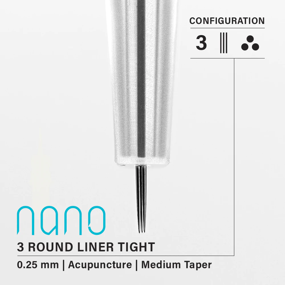 Vertix Nano Round Liner Tight 3本針 / 0.25mm / Acupunture Taper （20Pack）