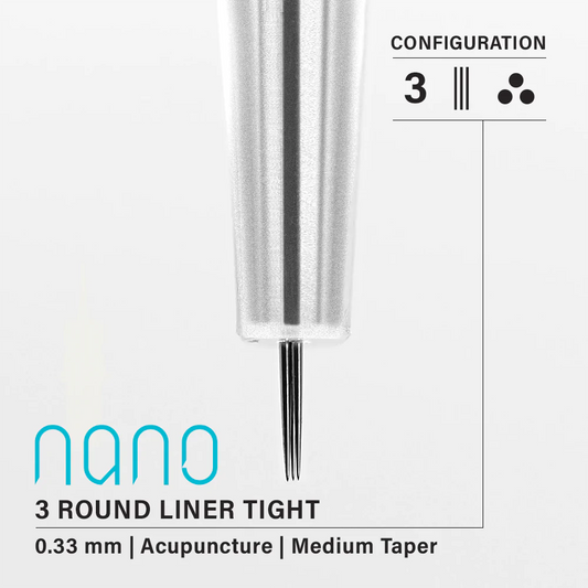 Vertix Nano Round Liner Tight 3本針 / 0.33mm / Acupunture Taper （20Pack）
