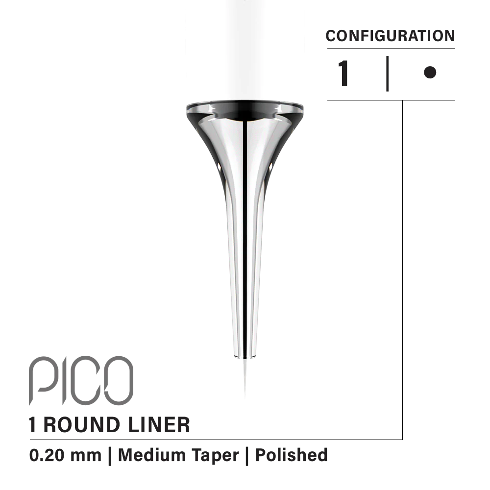 Vertix Pico Round Liner 1本針 / 0.20mm / Medium Taper （20Pack）