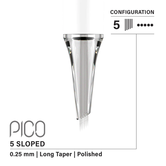 Vertix Pico Sloped 5本針 / 0.25mm / Long Taper （20Pack）